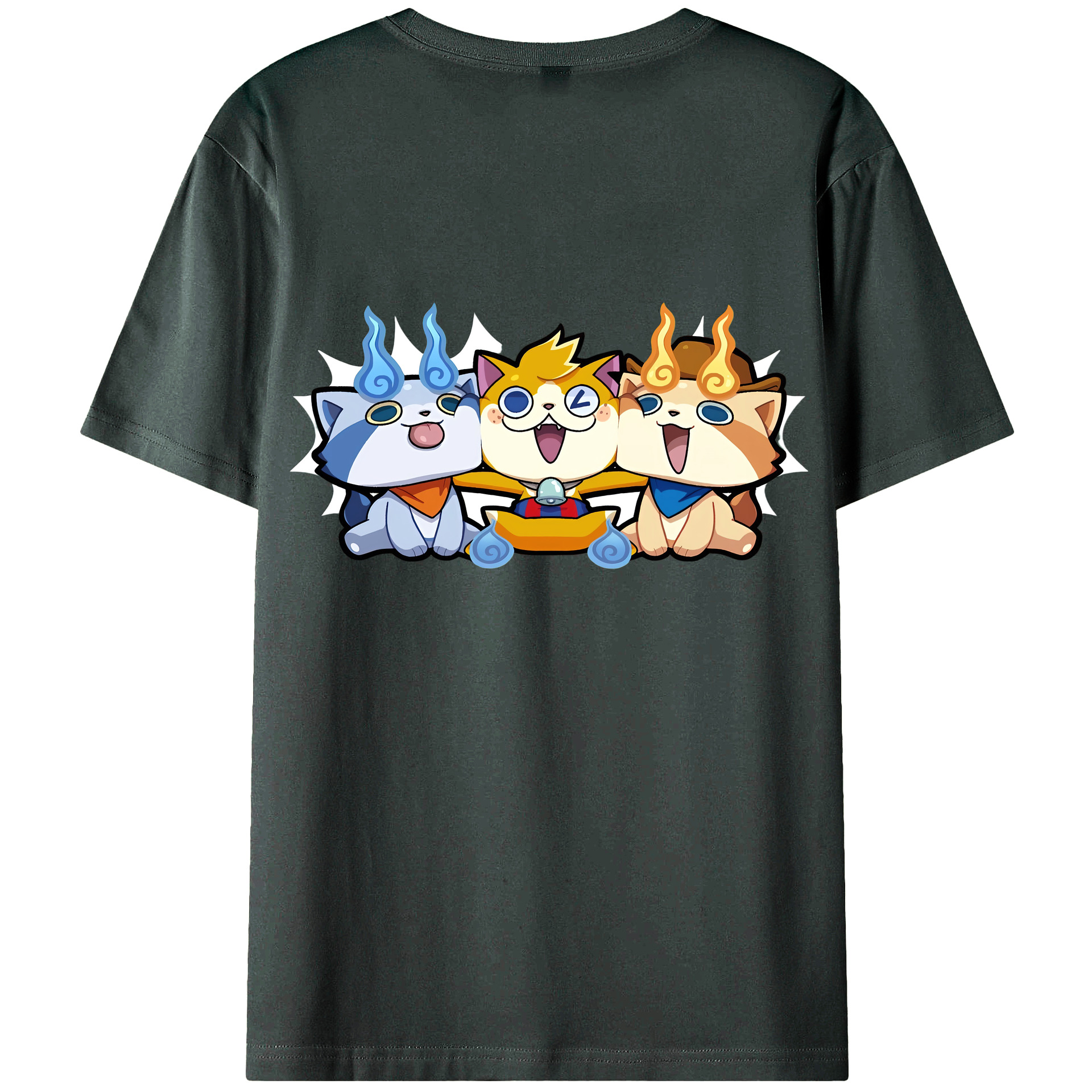 （画像用） 妖怪ウォッチ Yo-kai Watch 綿100％ メンズ半袖Tシャツ（バックプリント） 通気性